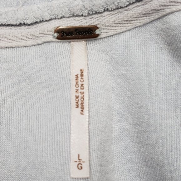 Free People Emma Henley Slouchy Terry Knit Cropped Top Women's Large Blue Grey - Picture 8 of 15